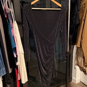 Lulu's Black Sparkle Long Sleeve Dress